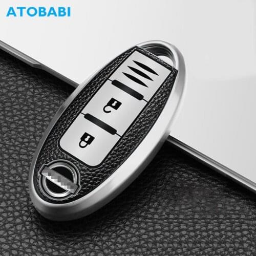 TPU Car Key Cover For Nissan Sentra Murano 350Z 370Z Pathfinder Keychain Leather Pattern Smart Remote Control Fob Protector Case