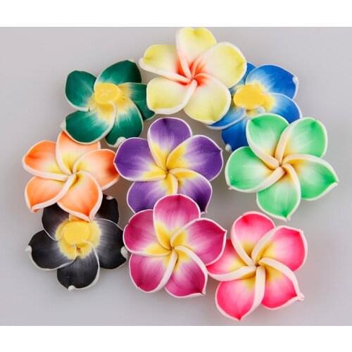 10pcs 15*6mm Handmade plumeria Soft Polymer Egg Flower From Clay Beads DiyNecklace Wedding Hair DecorationCrafting Jewlery