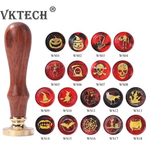 Halloween Cartoon Series Wax Seal Stamps with Metal Handle Classic Retro Antique Envelop Invitation Sealing Scrapbooking Craft