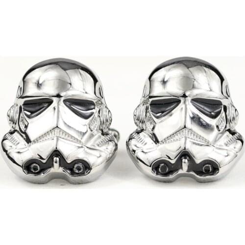 Star Wars Cufflinks Galactic Empire Imperial Stormtrooper Enamel Mask Shirt Brand Cuff Buttons Silver Plated Cuff Links Jewelry