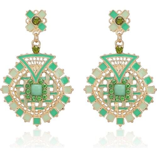 2021 New Bohemia Crystal Earrings For Women Colorful Shining Rhinestone Geometric Earrings Fashion Wedding Birthday Jewelry