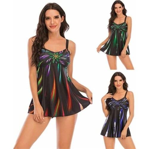 Womens Vintage Padded Push up One Piece Swimsuits Tummy Control Bathing Suits Plus Size Swimwear Tankini Briefs Swimming Suit