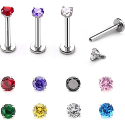 1PCS Simple Fashion Body Color Lip Ring Zircon Women Pierced Earrings Nose Ring Indian Style Pierced Jewelry