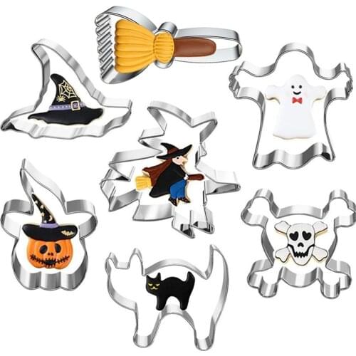 1Pcs Halloween Cookie Cutter Tools Halloween DIY Biscuits Party Pumpkin Witch Baking Stainless Steel Mold