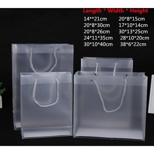 10pcs Frosted PP Plastic Gift Tote Packaging Bags With Handle Clear Plastic Handbag
