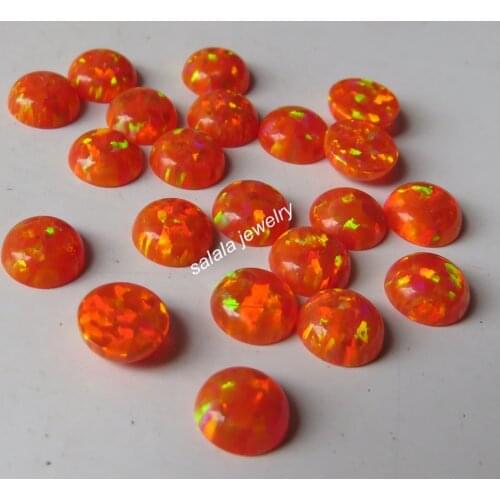 100pcs/lot OP31 Mexico Fire Opal 5mm Round Opal Synthetic Round Cabochon Opal Round Opal Cabochon Stone for Jewelry