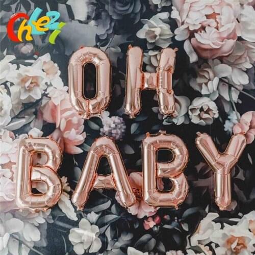 16 inch Rose Gold "OH BABY" letter foil balloons party decoration Baby Shower Birthday Wedding event supplies DIY Hanging balls