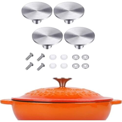 2 Sets/4 Sets Dutch Oven Knob Stainless Steel Pot Pan Lid Cover Handle Replacement Accessories Kits for Kitchen Cookware