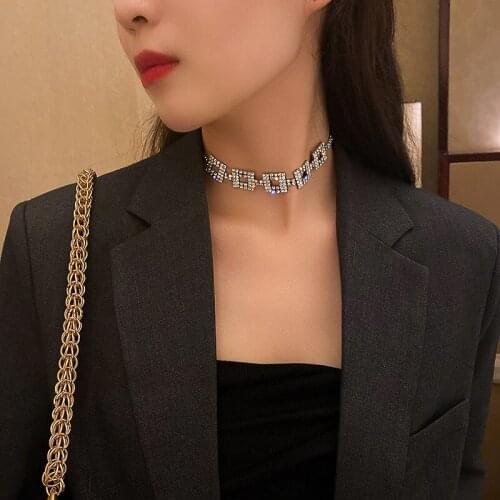 2021European and American fashion geometric square Necklace All kinds of exaggerated neck chain net