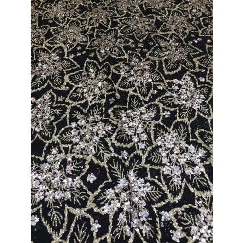 2021 Lace Fabric Glitter Sequin Embroidery Flowers French Tulle Mesh Design Dress Party Skirt Sewing Supplies 5 Yards Wholesale