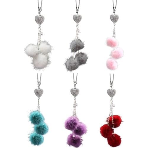 28cm Cute lovely Bling Car Mirror Accessories Car Rear View Mirror Hanging Charms Plush Car Decoration