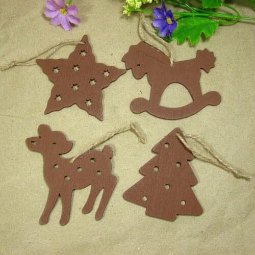 4pcs Unfinished Wooden Christmas Ornaments Unfinished Wood Slices Cutouts Craft for Holiday Decoration and DIY Craft Making