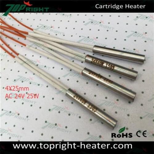 40W Rated Power 24V Voltage 4mm x 25mm length 500mm Cartridge Heater,free shipping