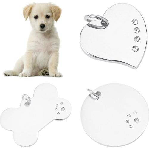 Heart Bone Shape Dog Tag ID Name Collar Pendant Plate Collar Decoration Silver Small Pet Teddy Husky Identification Collar