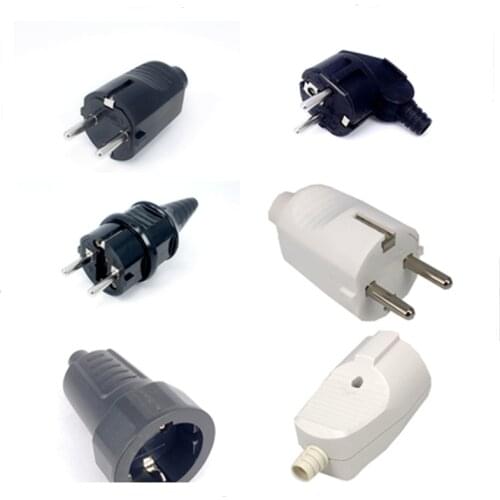 Black White 16A 250V EU Germany French Korea Russia assembly plug EU power cable male female detachable wiring plug