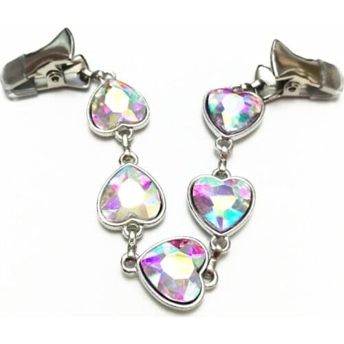 Colorful Crystal Brooch For Women Wedding Party Clothing Cardigan Sweater Shawl Clip Flexible Buckle Button