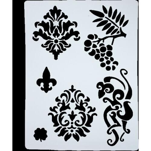 DIY Scrapbooking Arrow Flowers Template Baking Kitchen Decorating Cake Stencil Spray Flower Grapes Template Embossing Folders