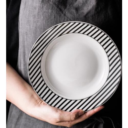 French Ceramic Straw Hat Tray Pasta Ceramic Deep Dish Western Steak Plate Multicolor Kitchen Utensils Simple Decorative Dishes