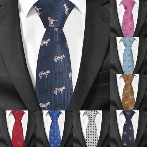 Cartoon Neckk Tie For Men Polyester Jacquard Animal Necktie for Wedding Business Suits 6cm Skinny Ties Slim Men Tie Gravatas