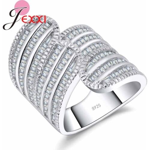 Hot Sale Real 925 Sterling Silver Ring with White Aurtria Crystal Stone for Women Wedding&Party&Engagement Best Gift