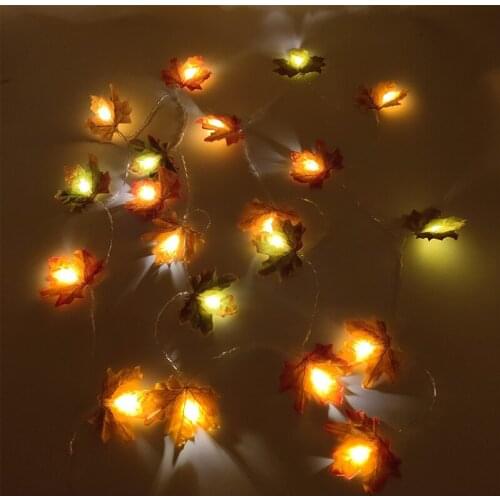 1pcs 3 meters Artificial Autumn Vine Red Maple Leaf Vines With LED Lights DIY Artificial Plants Garland For Halloween Party