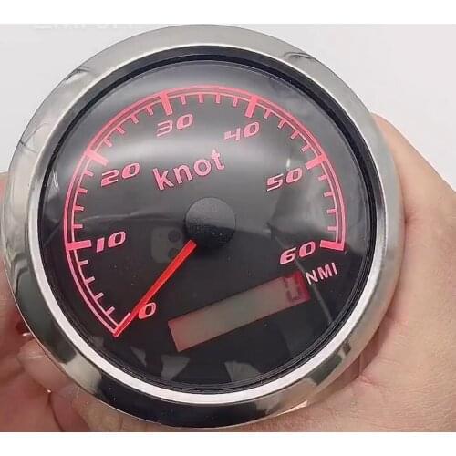 12V/24V Car Speedometer 60 Knot Speedometer Gauge For Car Boat Yacht Marine 85mm Stainless Steel Speed Meter With Red Backlight