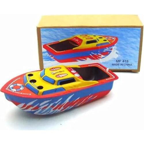 1Pc Classic Iron Candle Powered Steam Boat Tin Toy European Water Pool Toy Floating Boat Toy Children Birthday Gift