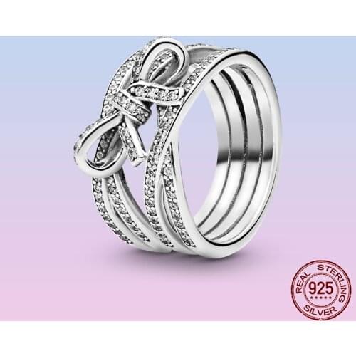 Classic Bow Rings 2021 New 925 Sterling Silver Sparkling & Polished Finger Ring for Women Wedding Engagement Fine Jewelry Gift