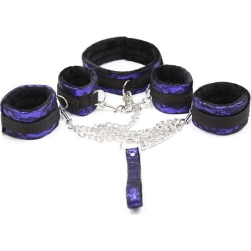 Sex Toys Leather Bondage Toy Lace Short Plush Velcro Purple Couples Sex Products