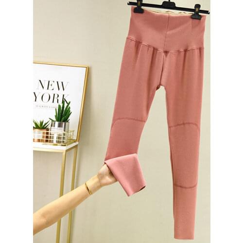 2021 New Women Autumn Winter Thick Warm Legging Female Solid Color Skinny Leggings Pants Ladies High Waist Slim Trousers E363