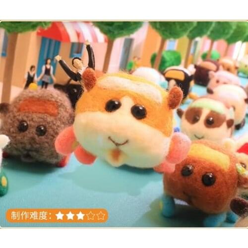 Pui Pui Molcar Cute and Interesting handmade toys DIY needle felted with wool felt kits unfinished plush doll poking toy gift