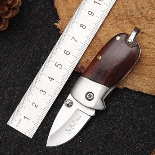Handmade Mini Folding Knife 440C Blade Wood Handle Outdoor Pocket Camping Survival Key Knives
