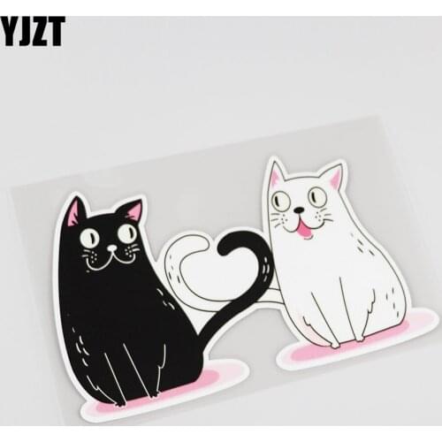 YJZT 15.5CMX10CM Cat Tail Love Heart Decal Car Reflective Cartoon Design Sticker 13B-0042