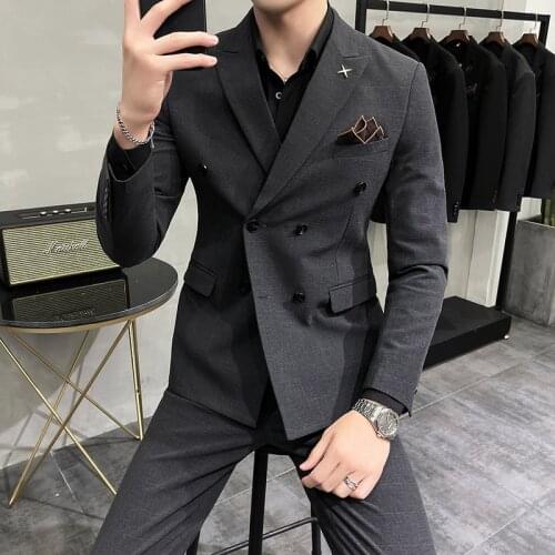 2021 autumn and winter new products mens casual suit suit Slim-fit business double-breasted quality mens two-piece suit
