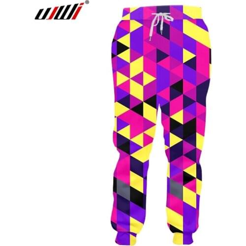 UJWI New Winter Man Colorful Rhombus Sets Summer Trousers 3D Printed Large Size 5XL Habiliment Mens Autumn Loose Sweatpants