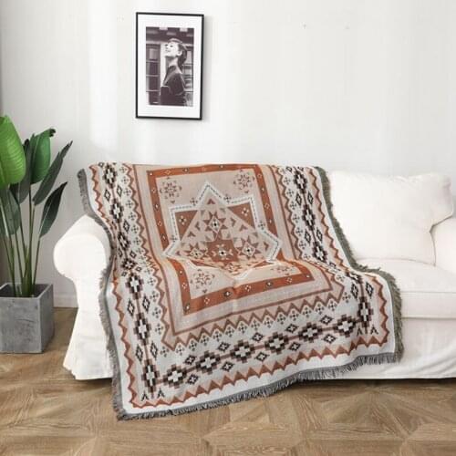 Retro Persian Style Sofa Blanket Outdoor Picnic Mat Moroccan Geometric Bedroom Couch Towel Dust Cover Knitted Throw Home Decor