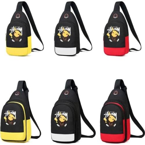 Hot Sale Original Cute Pikachu Anime Cartoon Oxford Mens Backpack Chest Bag Leisure Sports Travel Womens Shoulder Bag Toy Gift