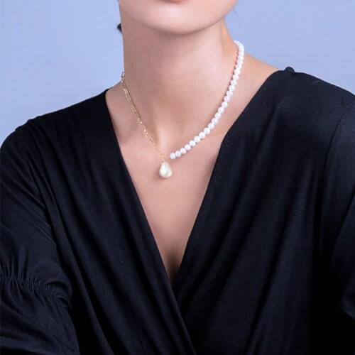 Liemjee Round Beads Irregular Pearls Necklace Fashion Personality Jewelry For Women Feature Namour Charm Gift All Seasons