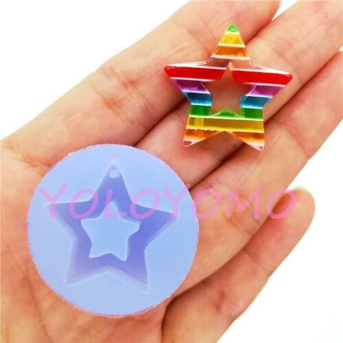 P887YL 23.4mm Star Pendant Earrings Silicone Mold Resin Jewelry Making Necklace DIY Fondant Decoration Oven Safe Food Safe