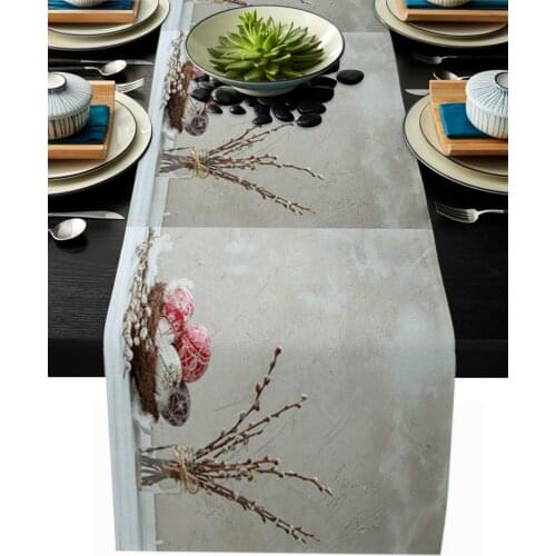 Easter DayS Eggs Willow Branches Bottle Table Runner Wedding Table Decoration Home Decor Kitchen Table Runners And Placemats