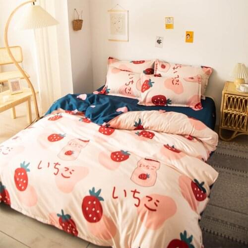 Ins Wind Print Bed Four-piece Girl Princess Bedding Quilt Cover Single Student Dormitory Full 4pcs Bed Sheet Home Bedding Set