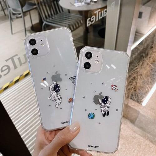 Slam-Dunk Astronaut Transparent Phone Case for iphone 12 11 pro xs max 8 7 plus x xr soft silicone phone cover