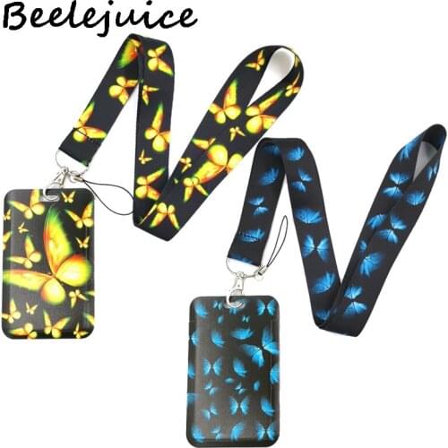 Yellow Monarch Butterfly Lanyard Neck Strap Art Anime Fashion Lanyards Bus ID Name Work Card Holder Decorations Kids Gifts