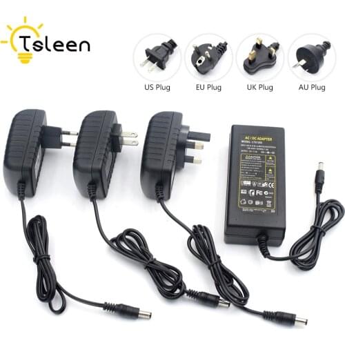 EU/ US/UK/AU Plug DC 12V 2A 5A AC 100-240V Power cable Universal Adapter Supply Charger For LED Strip Lights Surveillance Camera