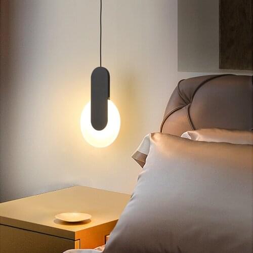 Modern Symmetry Geometric Pendant Lights Nordic Acrylic LED Moon Hanging Lamps Bedside Livingroom Cafe Decor Lighting Fixtures