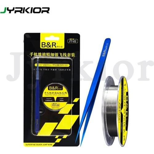 0.009mm Superfine Silver Jump line With Ultra-Sharp Precision Fly Wire Tweezer For Cell Phone Mainboard PCB Maintenance Welding