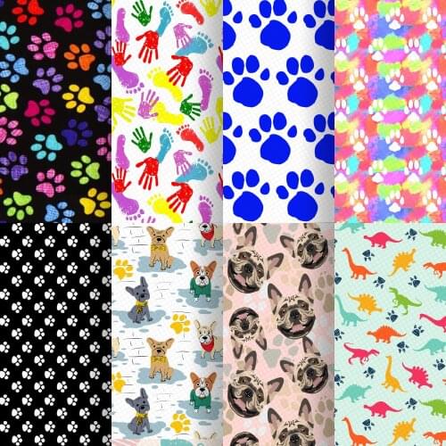 Animal Dog Foot Print Faux Synthetic Leather Fabric For Bow-knot Bags Wallet Earring Phone Case Scrapbook DIY,1Yc17641