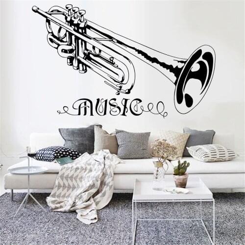 Trumpet Music Wall Stickers Musician Studio Office Decor Removable Vinyl Wall Decals Home Decoration Nursery Kids Room Z024