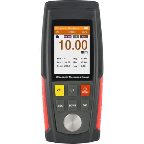 Ultrasonic Thickness Gauge Digital Sheet Metal Plastic Glass Measuring Range: 1.0-300mm (steel) Sound Velocity Meter Data Store