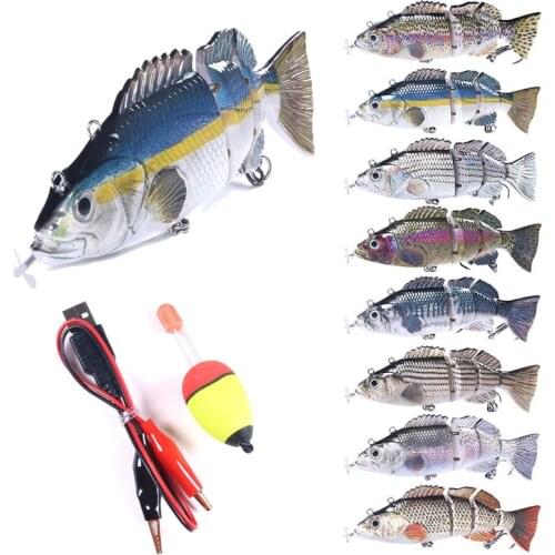USB Rechargeable Auto Electric Wobbler Fishing Lure Propeller LED Light Swimbait Cockpit Artificial Crankbait Spinning Tackle